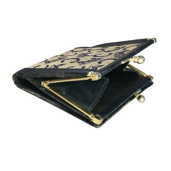 Vintage Céline Paris Horse & Carriage Monogram Leather Canvas Kisslock Wallet - Picture 3 of 6